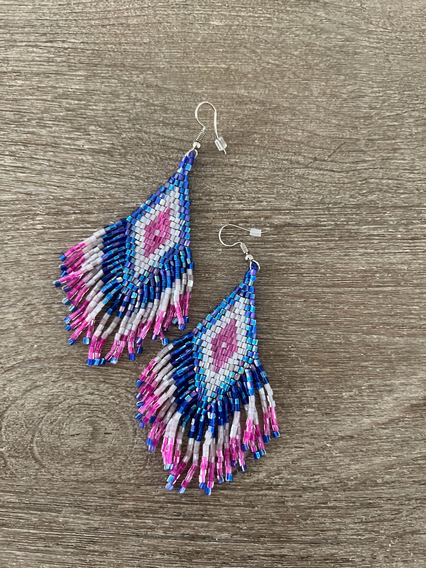 Boho Fuschia & Blue Earrings