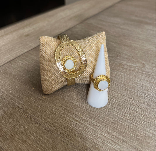 Turkish Mother Pearl Bracelet and Ring Set